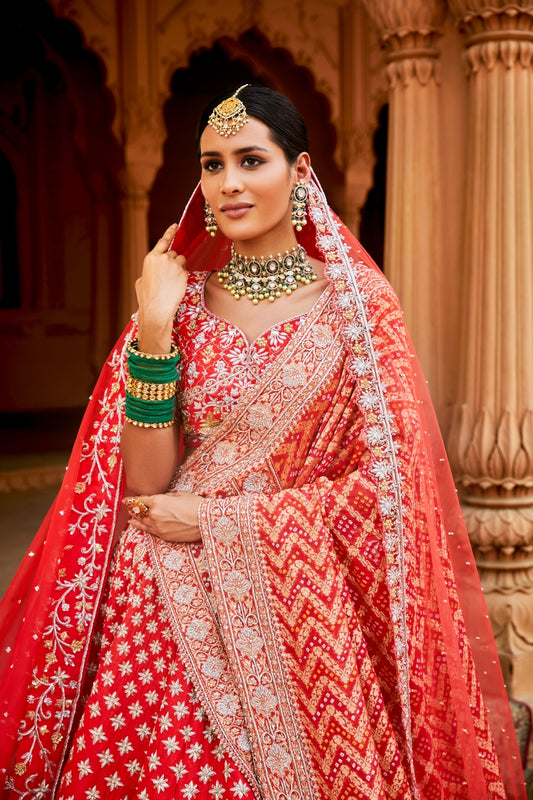 CORAL BLOSSOMY LEHENGA