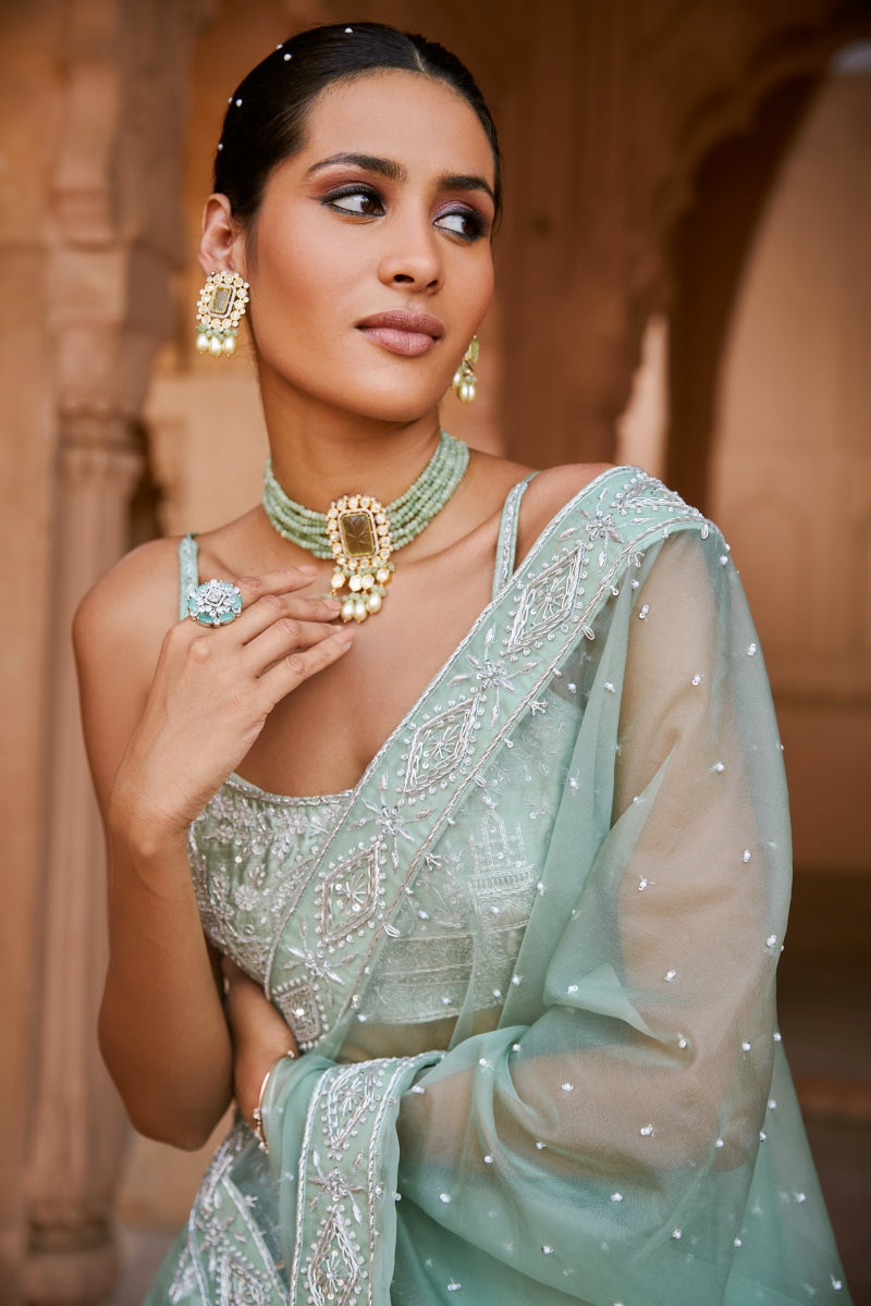 EXQUISITE PISTACHIO LEHENGA