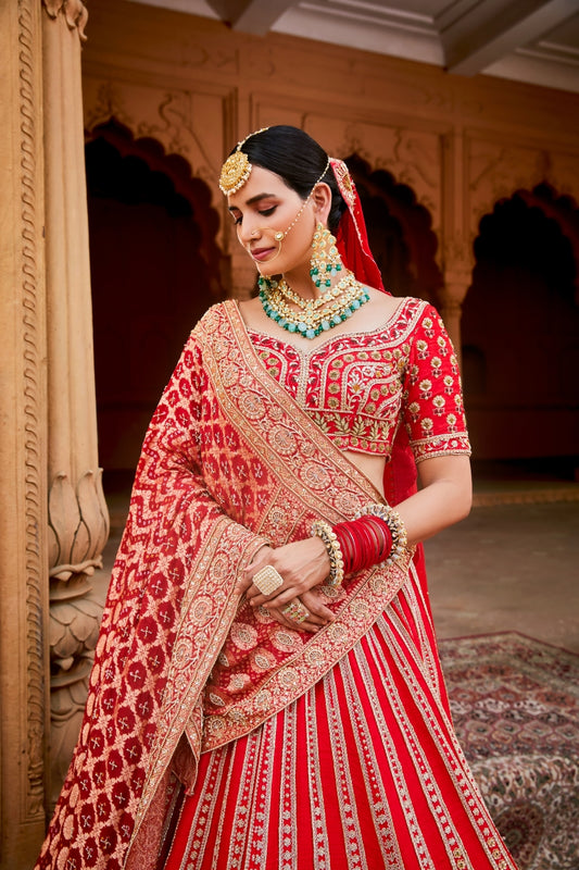 RED HEAVENLY LEHENGA