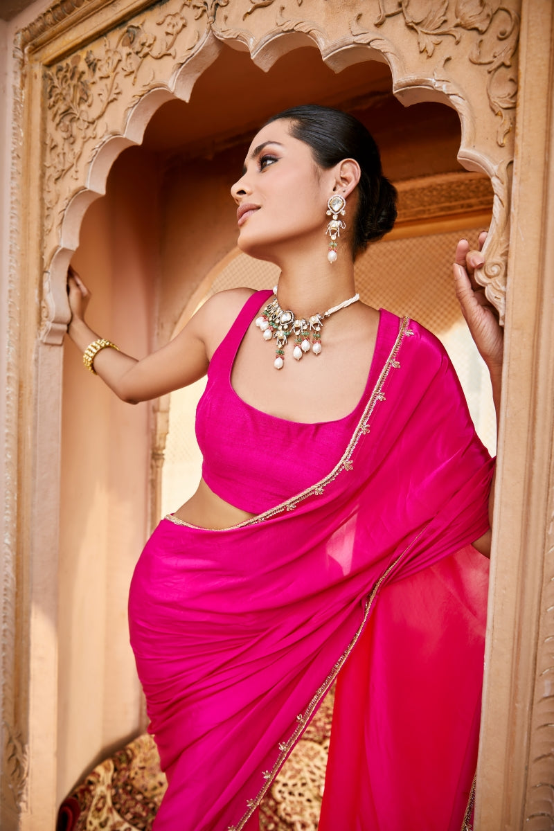 Hot Pink Dazzle saree