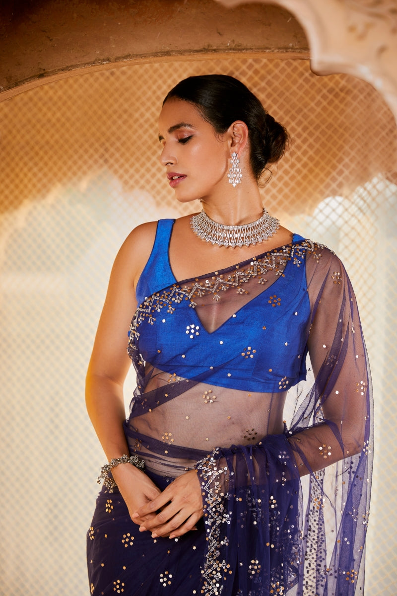 Royal Blue Glitz saree