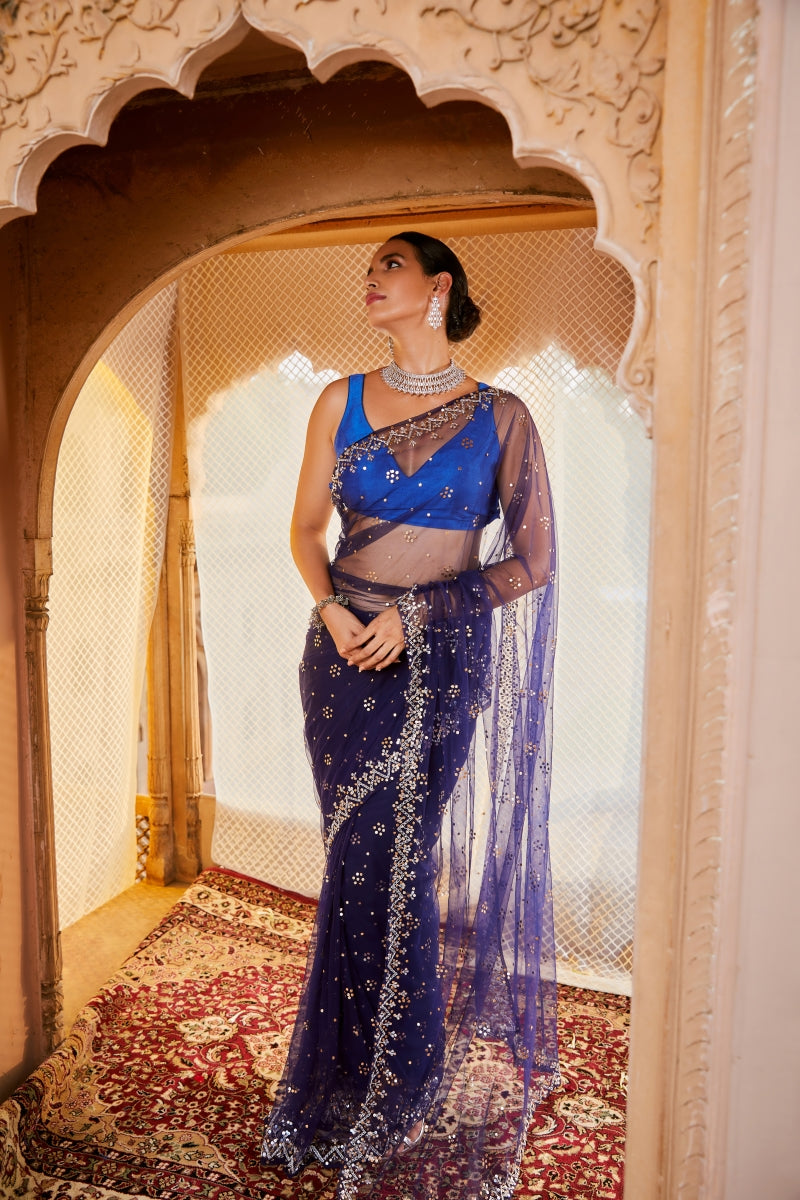 Royal Blue Glitz saree