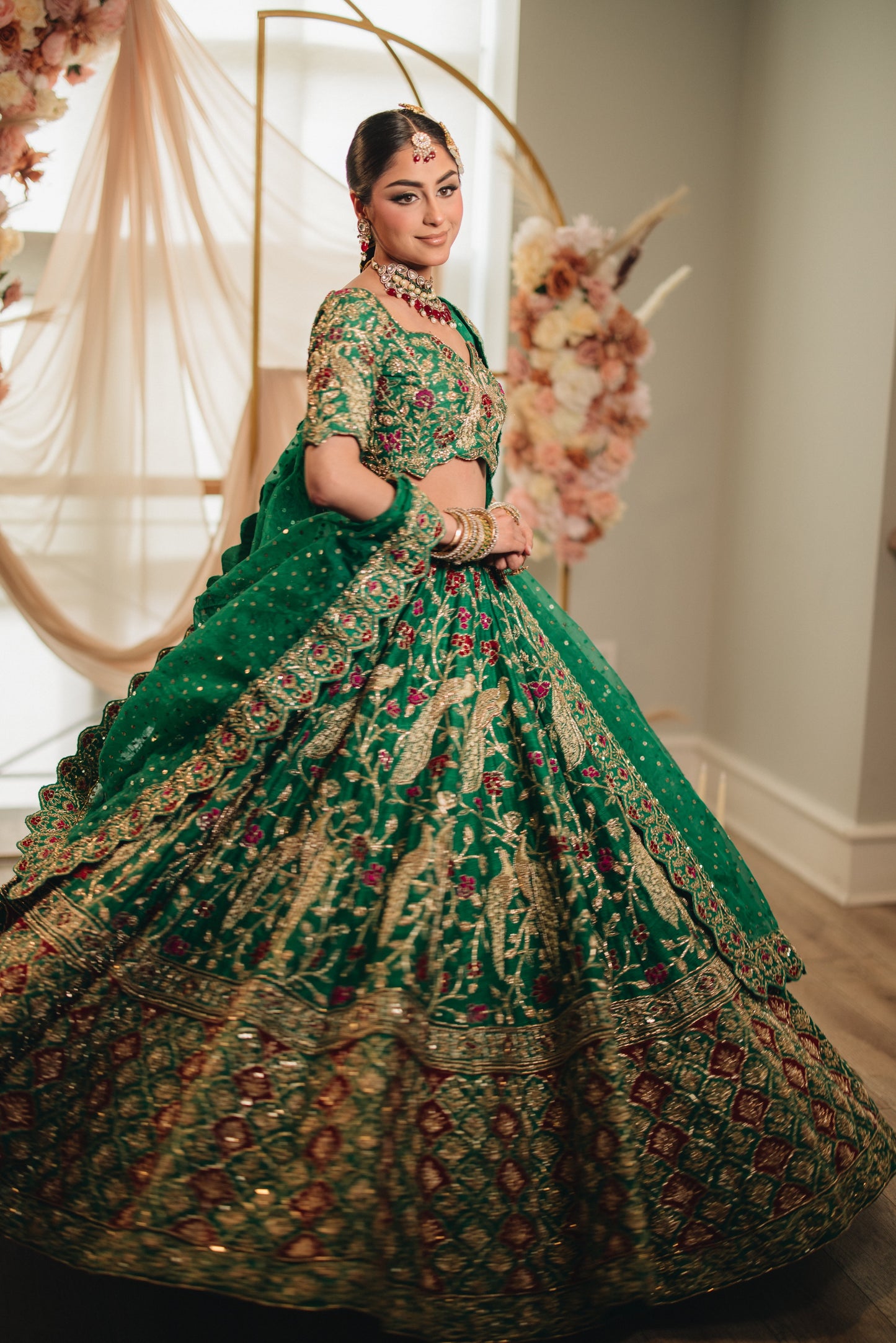 Deep Green Peacock Lehenga