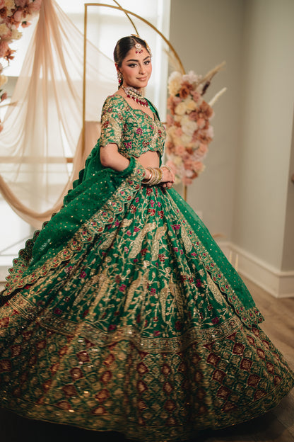 Deep Green Peacock Lehenga