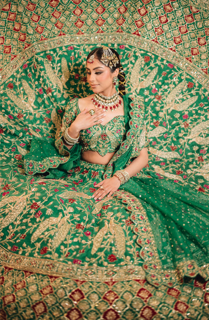Deep Green Peacock Lehenga