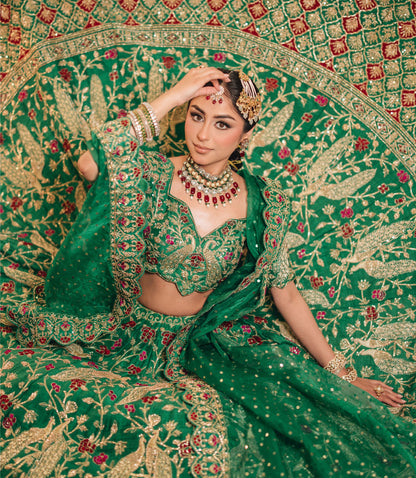 Deep Green Peacock Lehenga