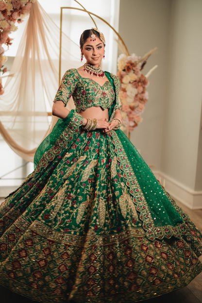 Deep Green Peacock Lehenga