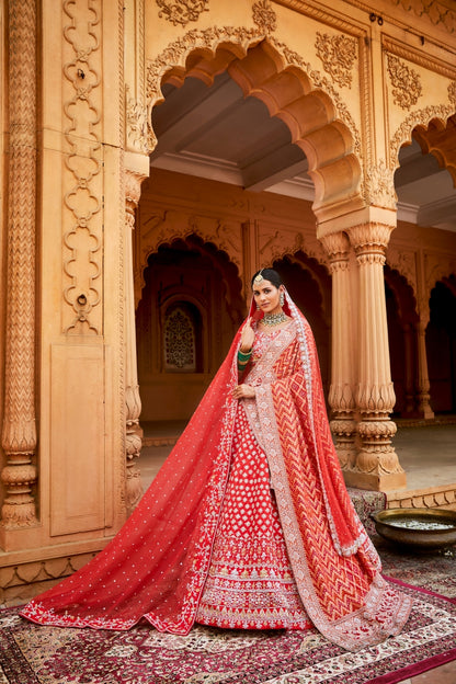 CORAL BLOSSOMY LEHENGA