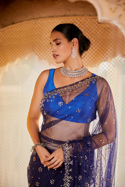 Royal Blue Glitz saree