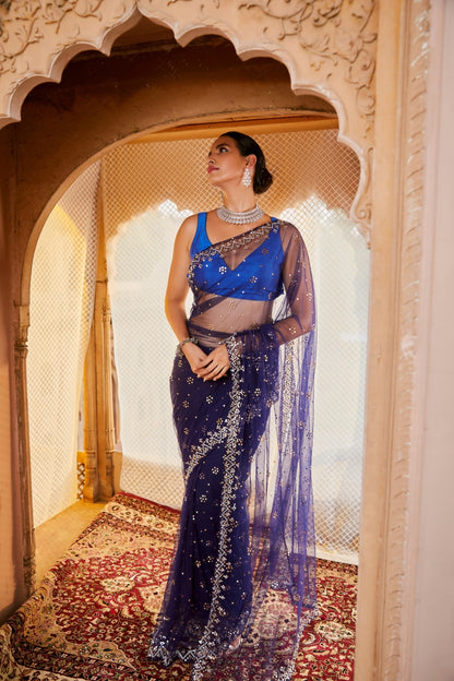 Royal Blue Glitz saree